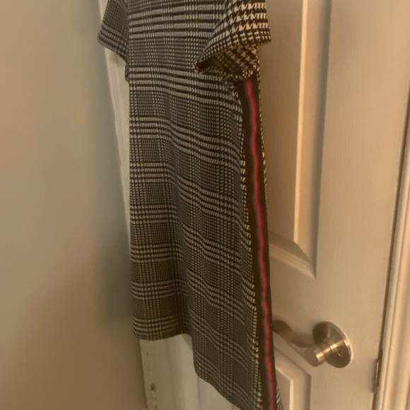 SOLD ππ TWILL MINI DRESS WITH STRIPED SIDE DETAILING - Picture 2 of 3